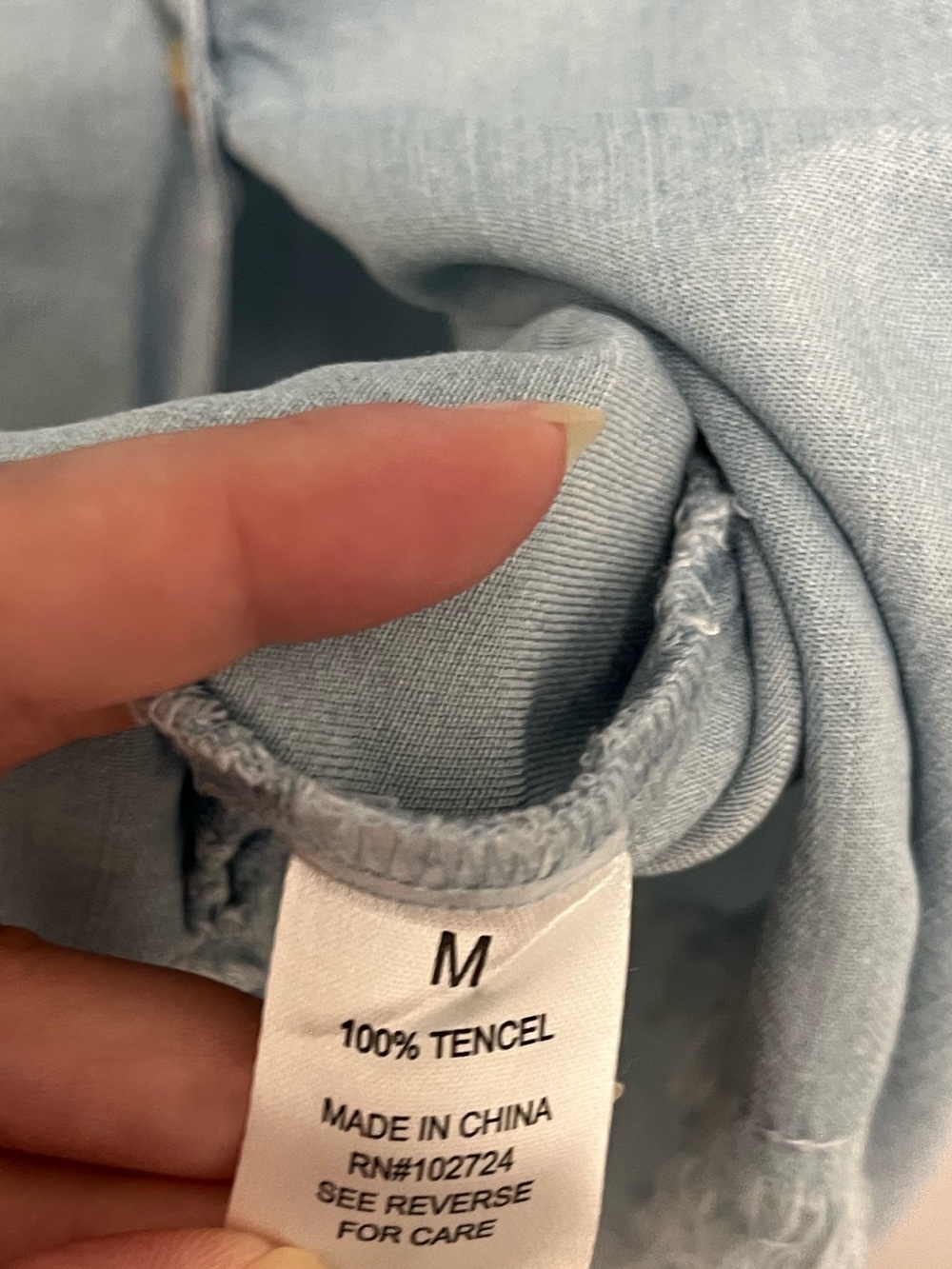 Hester & Orchard Tencel Chambray Asymmetrical Shark Bite Hem Tunic Top Size M - Picture 4 of 9